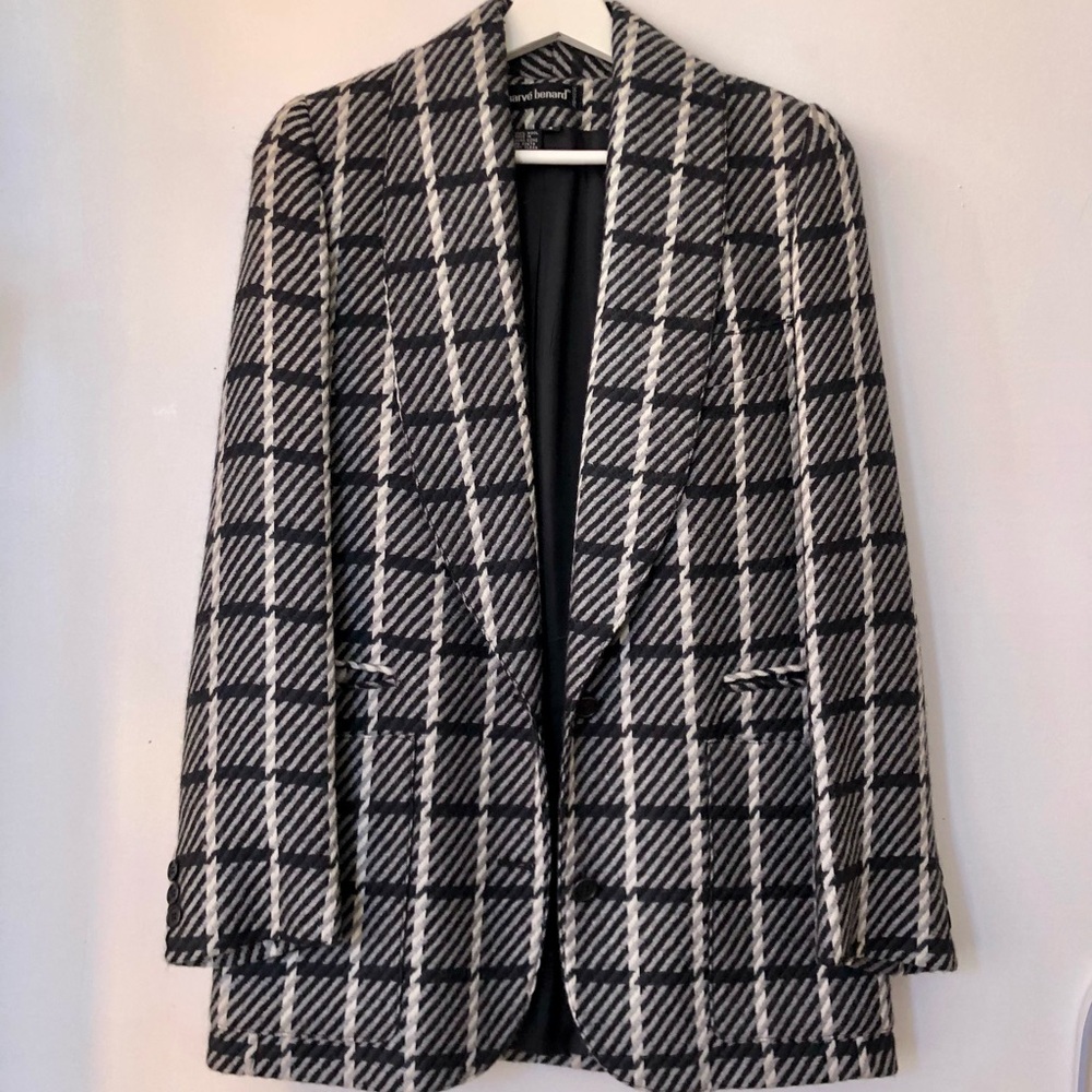 vintage wool blazer striped single breast wool coat harve benard size 4